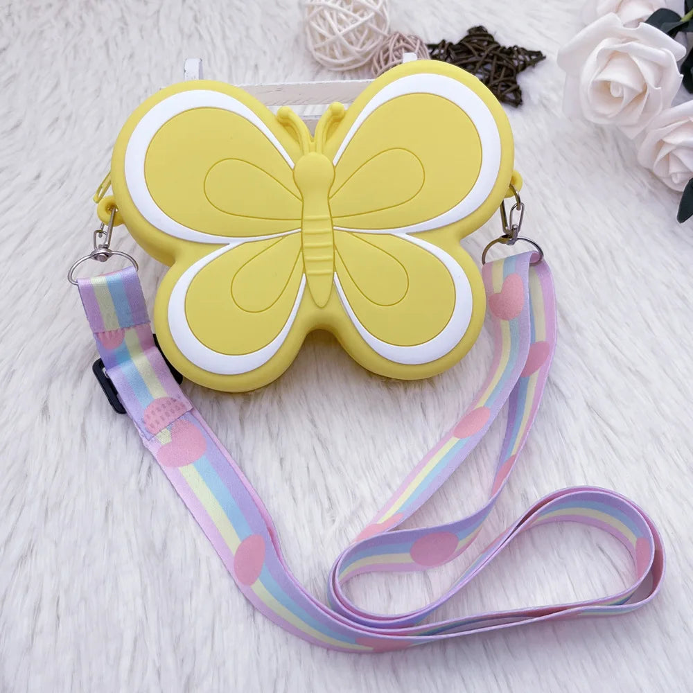 Cartoon Butterfly Silicone Crossbody Bag – Kids' Phone Pouch & Shoulder Satchel