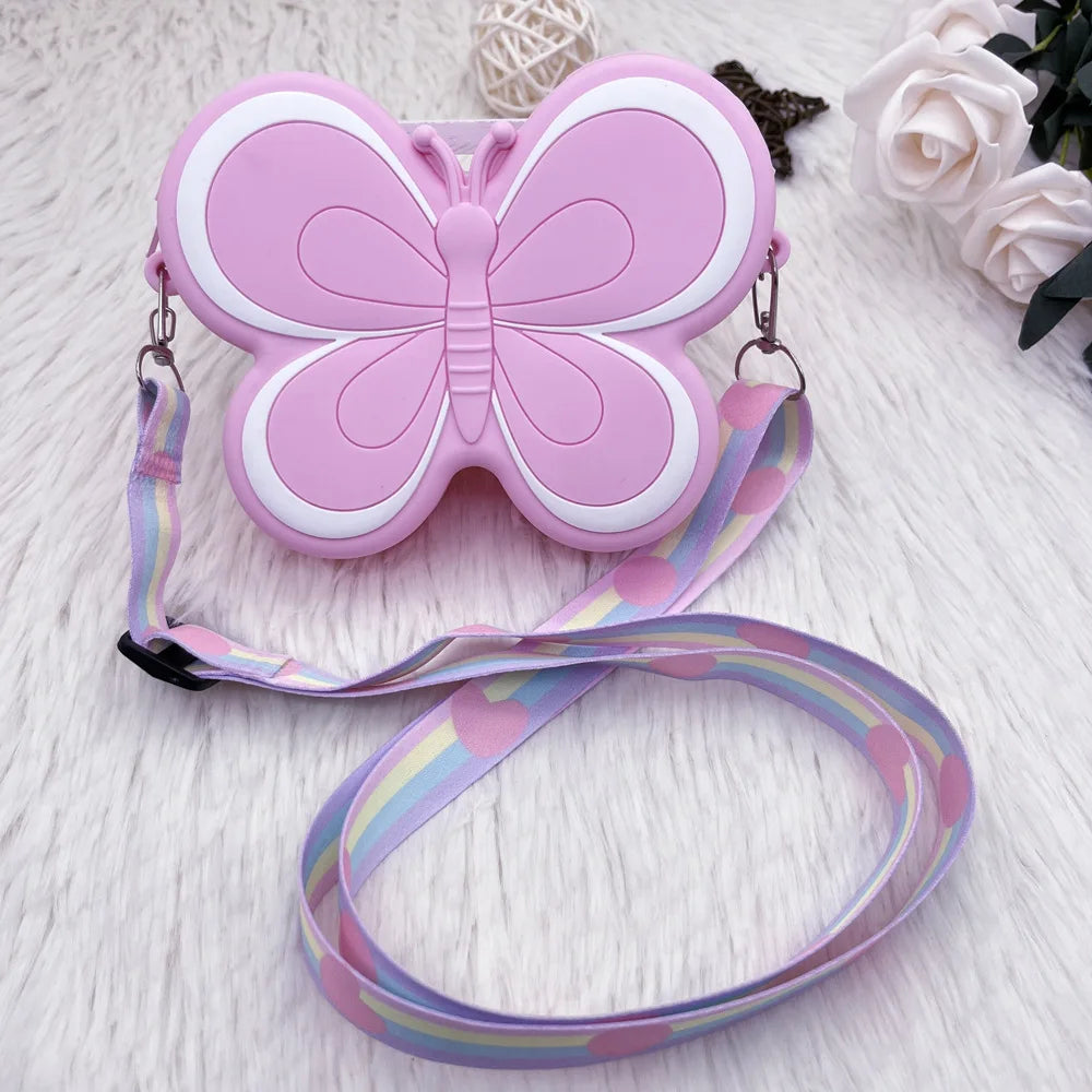 Cartoon Butterfly Silicone Crossbody Bag – Kids' Phone Pouch & Shoulder Satchel