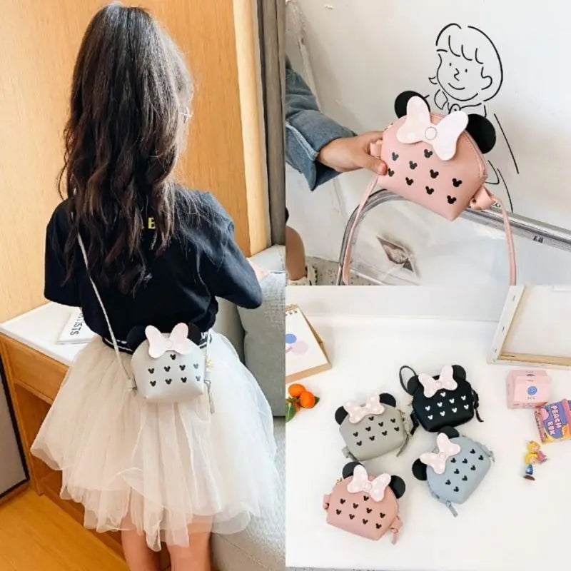 Girls’ Mickey Ears Crossbody Bag – Cute Bow Shoulder Purse