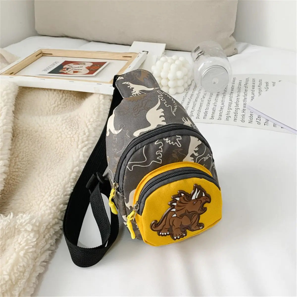 Kids’ Cartoon Dinosaur Sling Bag – Cute Travel Waist & Shoulder Bag