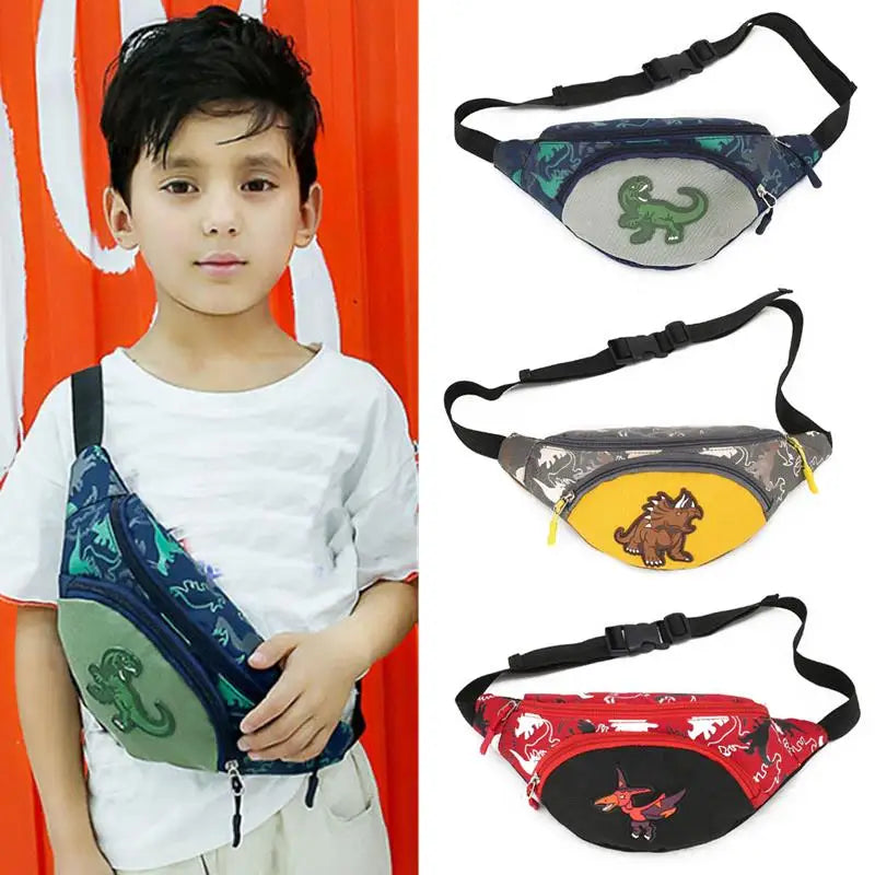 Kids’ Cartoon Dinosaur Waist Bag – High-Capacity Travel Pouch