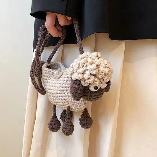 Kids Crossbody Bag Cute Knit Wool Sheep Shoulder Bag