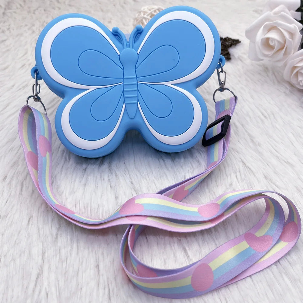 Cartoon Butterfly Silicone Crossbody Bag – Kids' Phone Pouch & Shoulder Satchel